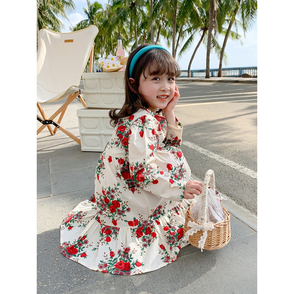 Váy hoa dài day bé gái cao cấp từ 8-20kg