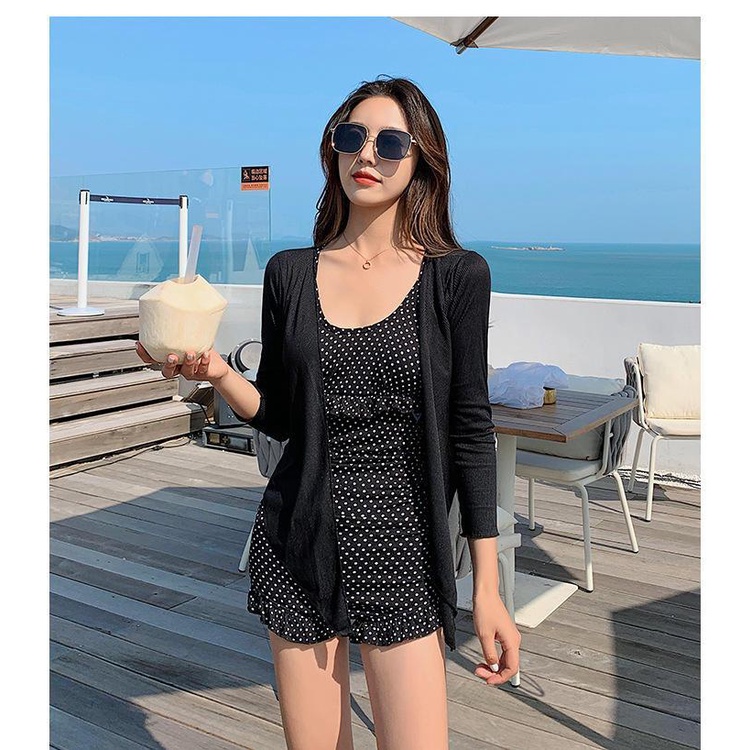 Bộ Đồ Bơi Một Mảnh Tay Dài Phong Cách Hàn Quốc Thời Trang Mùa Xuân Quyến Rũ Cho Nữ