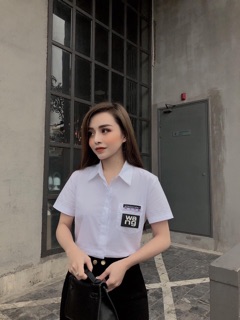 Áo sơ mi cộc tay thêu túi (kèm ảnh thật)