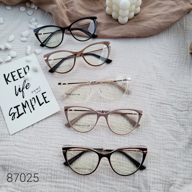 Kính mắt mèo cao cấp càng lò xo 87025, kính cận kim loại chống ánh sáng xanh, UV400  Jolie eyewear