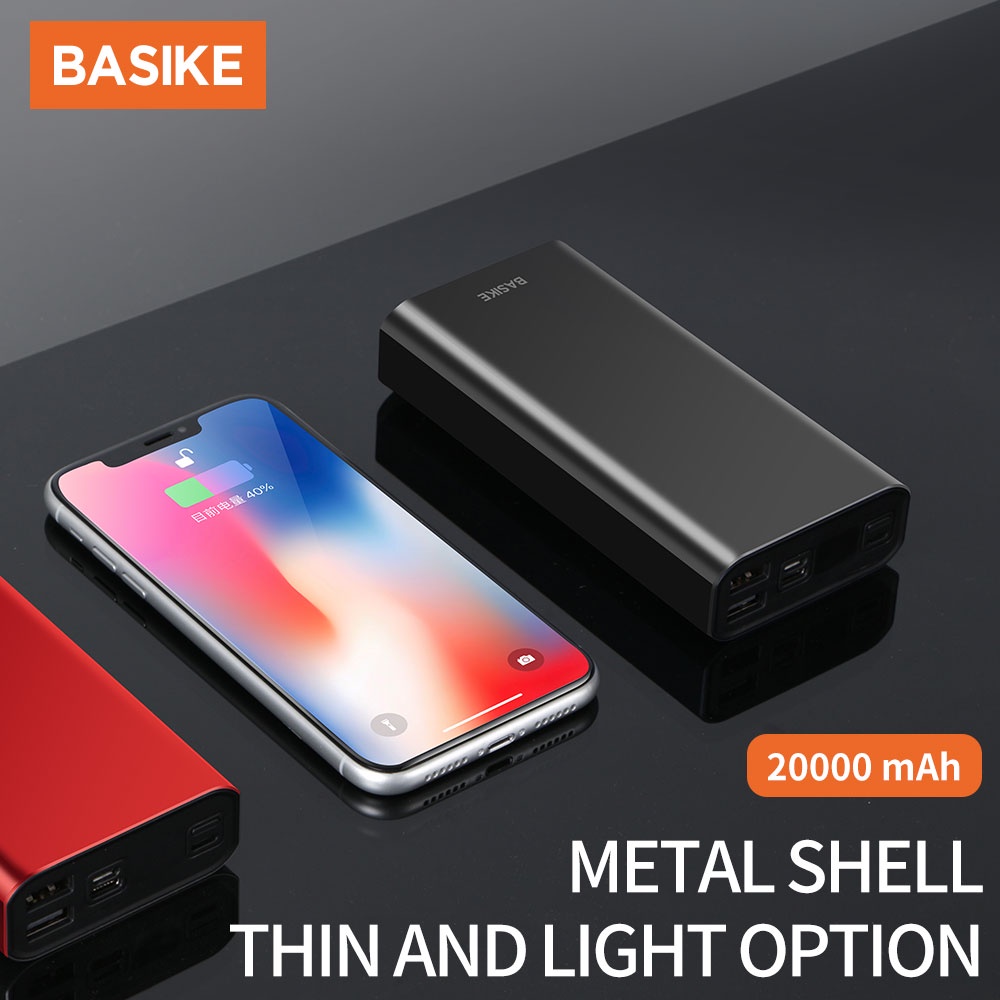 Pin Sạc Dự Phòng 20000mAh BASIKE 2 Output USB &amp; 2 Input Micro/Type-C - LED hiển thị kỹ thuật số pin