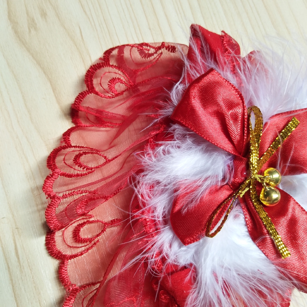 Đôi tất chân lưới đính nơ màu đỏ chủ đề Giáng sinh quyến rũ cho nữ