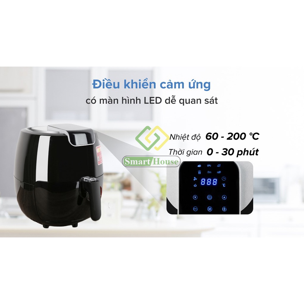 Nồi Chiên Không Dầu Mishio MK165 5.5L Nồi Chiên Điện Tử Màu Đen