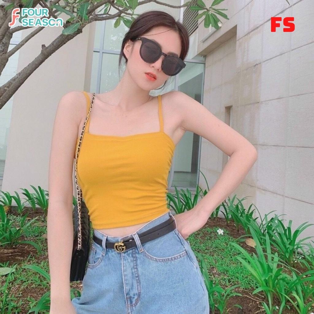 Áo croptop hai dây ACT11 4S áo thun nữ dáng ôm body quyến rủ | BigBuy360 - bigbuy360.vn