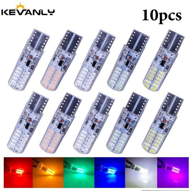 Bộ 10 bóng đèn LED Kevanly T10 W5W 194 168 3014 24 LED 12V cho xe hơi