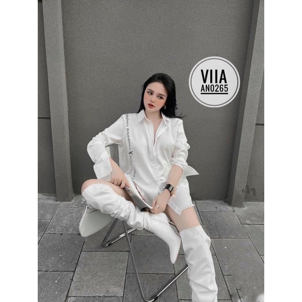 Sơ mi đũi tằm in Y SL dọc AN0265 VIIA DESIGN