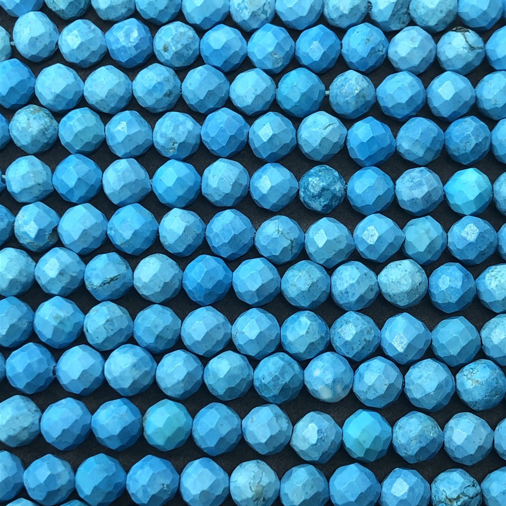 Dây hạt xâu chuỗi đá Turquoise tự nhiên màu xanh dương làm đồ trang sức 4mm