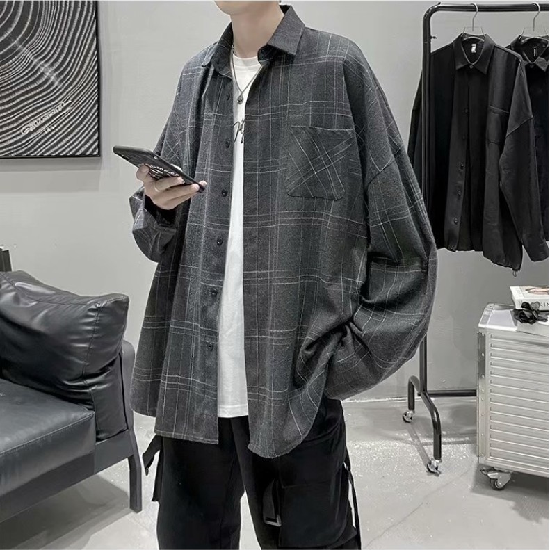 Áo Khoác Sơ Mi Dài Tay Dáng Rộng ́o Phong Cách Hồng Kông Thời Trang Mùa Thu Cho Nam ́o Khoác Rộng | BigBuy360 - bigbuy360.vn