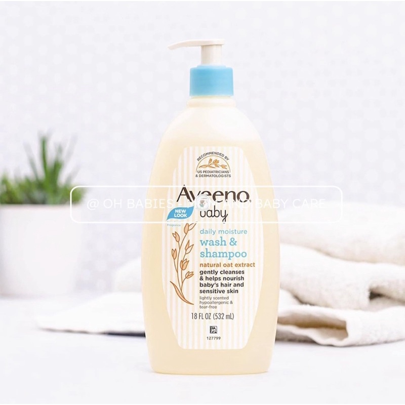 Sữa tắm gội toàn thân 2in1 Aveeno Baby dailycare chiết xuất yến mạch 532ml / 976ml - Hàng Mĩ [OH BABIES]