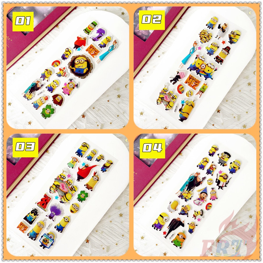 ❀ Hình Dán Phần Thưởng Tự Làm Minions Q-1 ❀ 1 Miếng Dán Bong Bóng 3D Bằng PVC Chống Nước