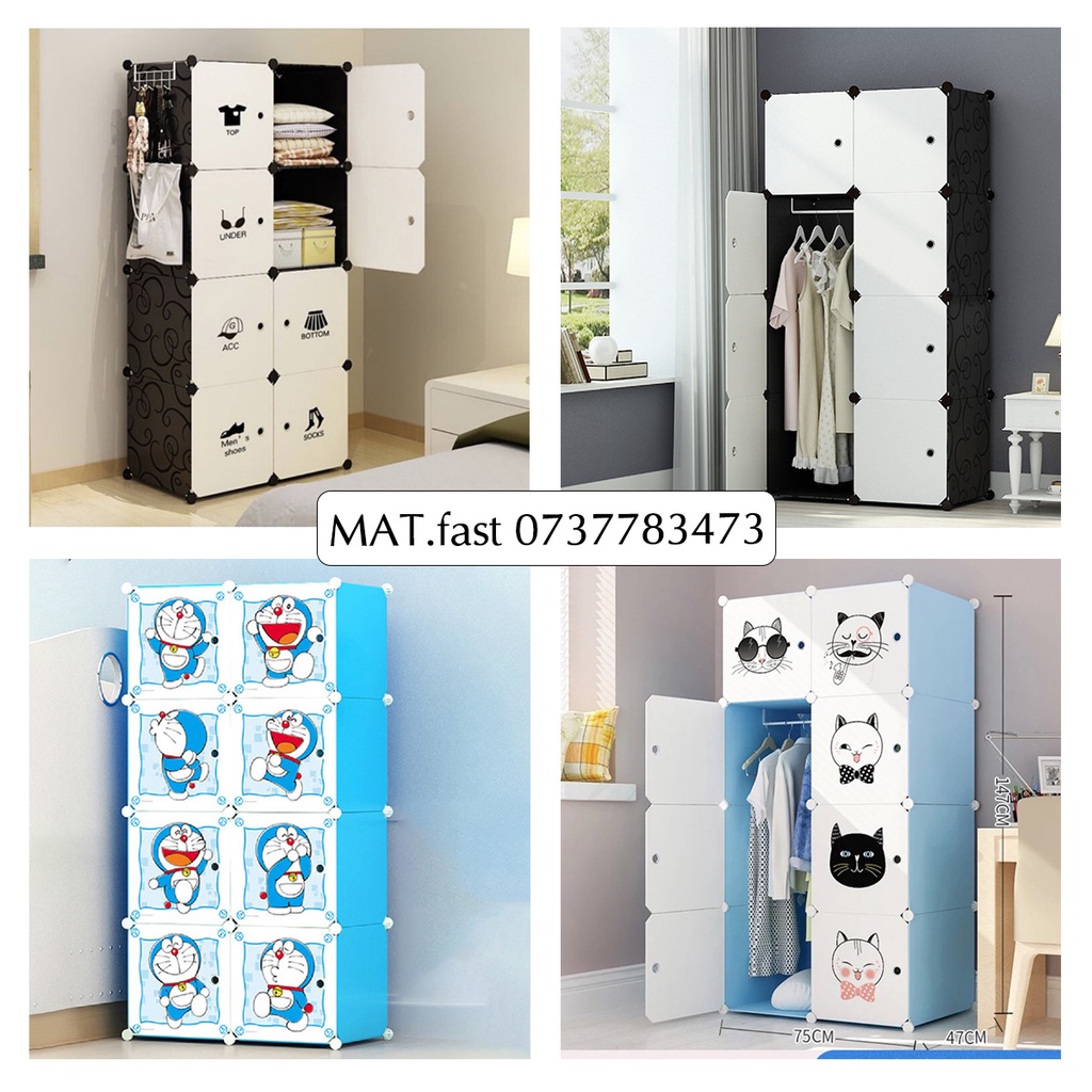TỦ QUẦN ÁO NHỰA LẮP GHÉP ĐA NĂNG 8 Ô SÂU 47CM TIỆN LỢI - NHIỀU MÀU