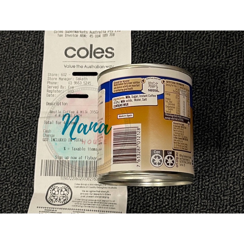 Sữa đặc cà phê Nestle Coffee & Milk 395gr - ✈️ bill mua tại Úc