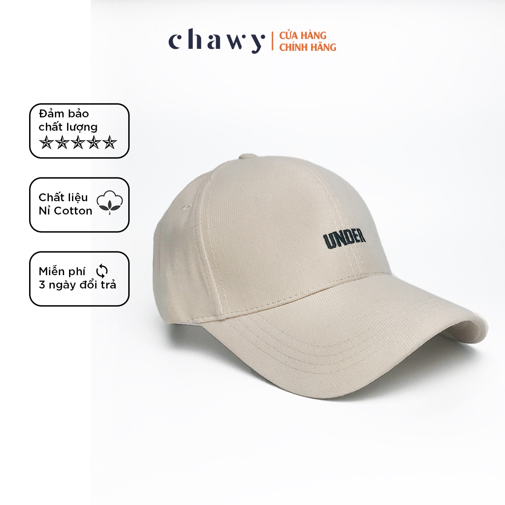 Mũ lưỡi trai cotton unisex, Nón kết nam nữ thêu chữ  UNDER phong cách Ulzzang Chawystore - K42