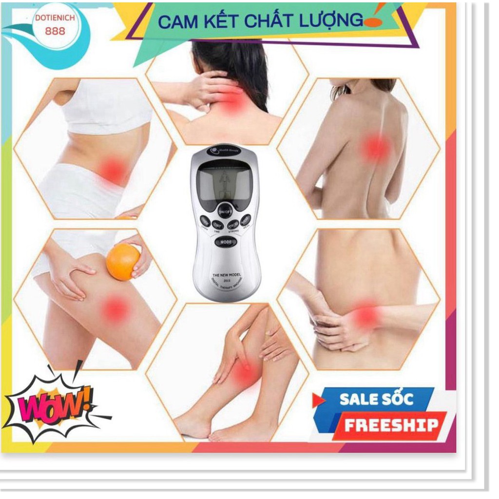 Máy massage xung điện ❤️FREESHIP❤️ 4 miếng dán vật lý trị liệu mát xa châm cứu bấm huyệt cầm tay lưng cổ vai gáy