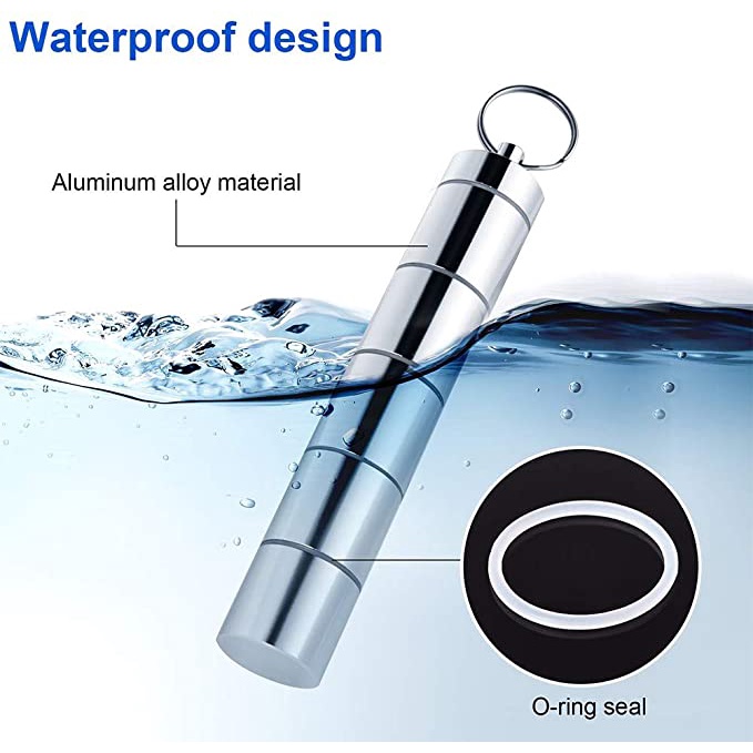 Hộp Đựng Thuốc Bằng Hợp Kim Nhôm Mini Thiết Kế Thời Trang Chống Thấm Nước Kèm Móc Khóa Tiện Dụng
