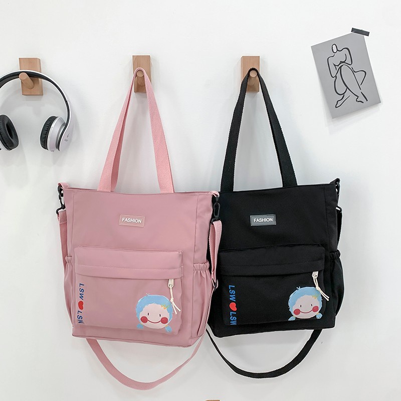 Túi Vải Canvas Đeo Vai Màu Sắc Đơn Giản Thời Trang Dành Cho Nữ