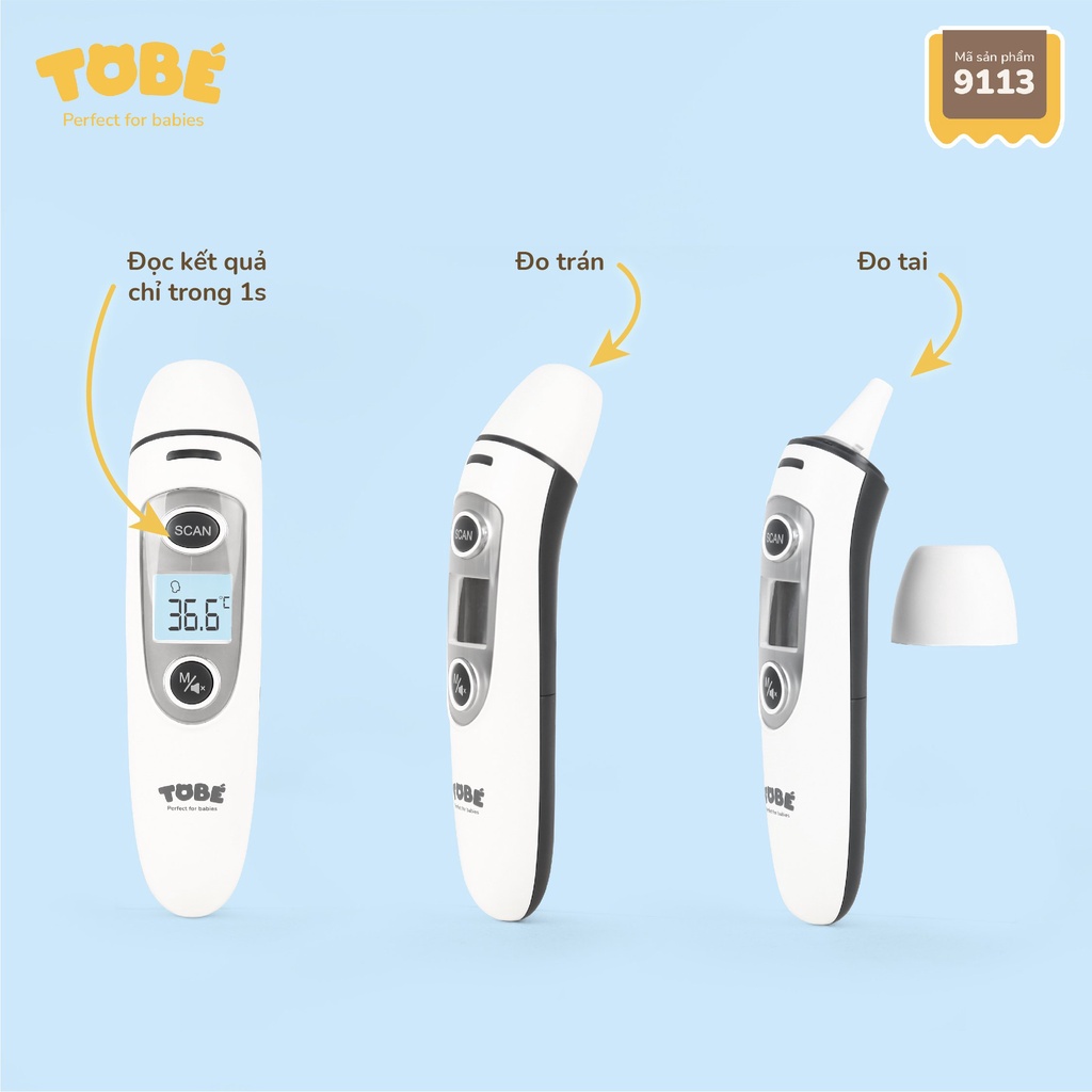 Nhiệt kế hồng ngoại Prime Tobé đo tai,đo trán, đo nhiệt độ cơ thể phòng nước thức ăn kết quả chính xác tới 0.1 độ