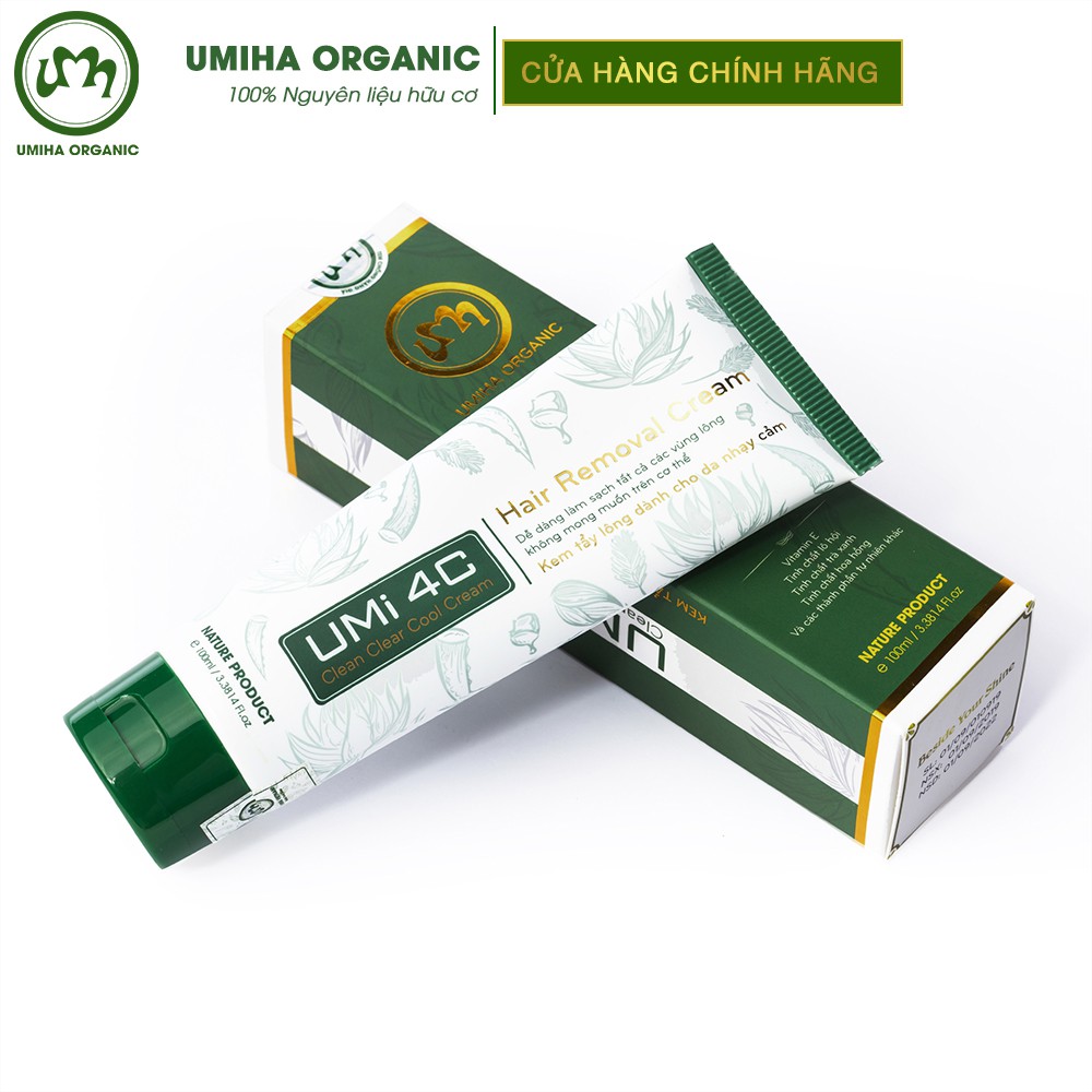 Combo 2 hộp Kem tẩy lông UMi 4C UMIHA ORGANIC an toàn cho cả da nhạy cảm - Tặng Bột Cám Gạo UMIHOME 135G