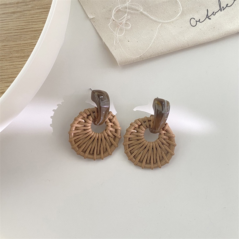 Khuyên tai cói đi biển Her Accessories chân xỏ bạc 925 an toàn H102