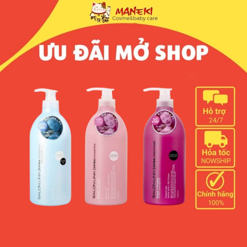 Dầu gội dầu xả Salon Link Extra 1000ML dầu gội cho tóc nhuộm hàng Nhật Maneki