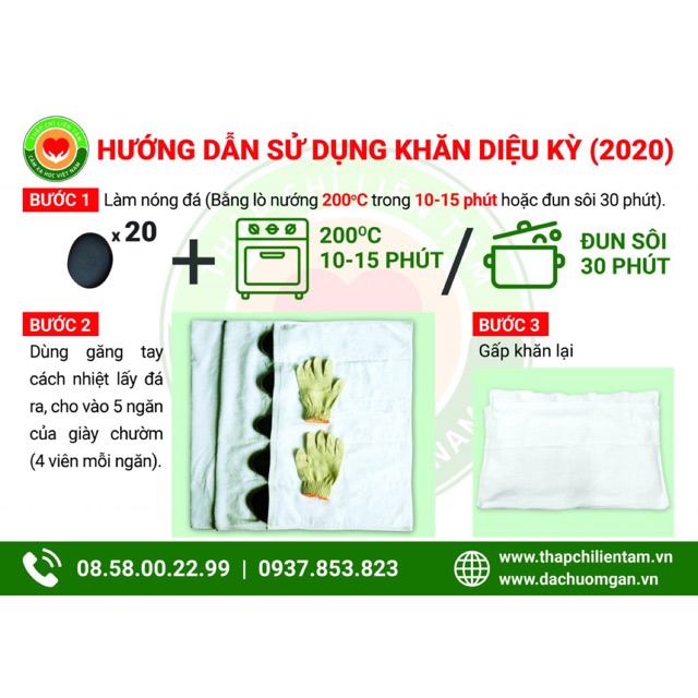 [DƯ QUANG CHÂU] Khăn chườm lưng 20 viên Cặp đá diệu kỳ