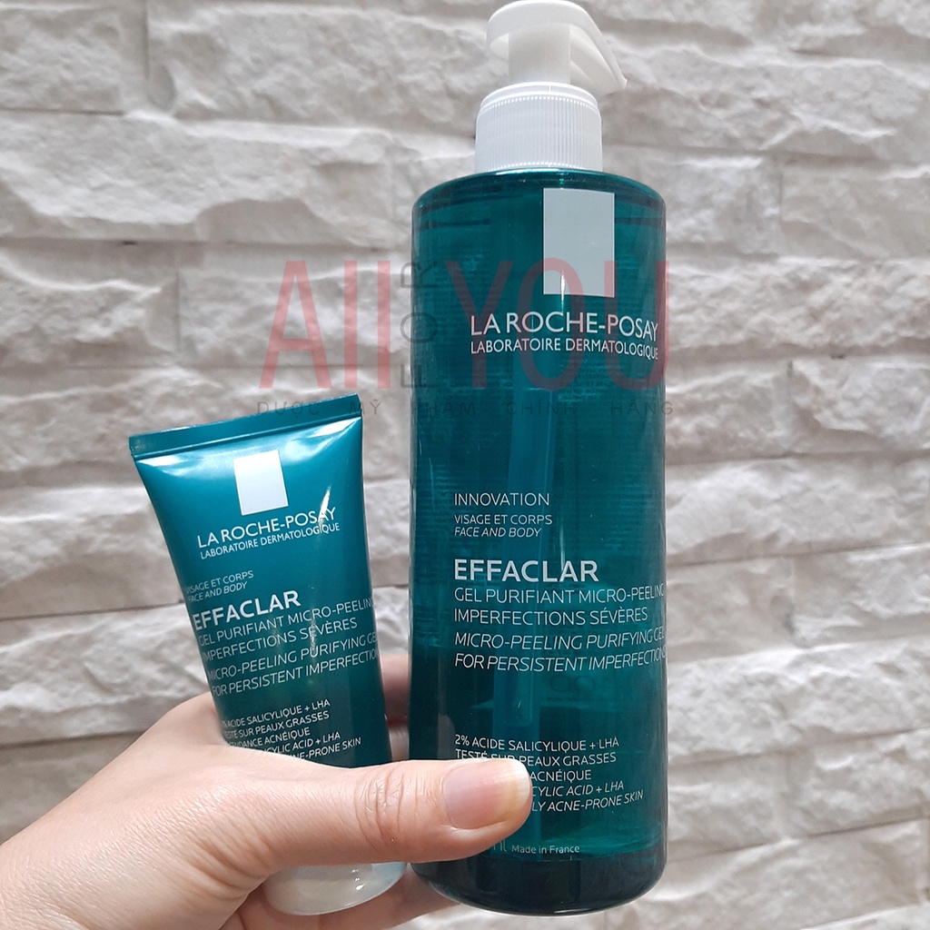La Roche Posay Effaclar Micro Peeling Purifying Gel 50mL & 400mL - Gel Rửa Mặt & Tắm, Giảm Thâm Sẹo