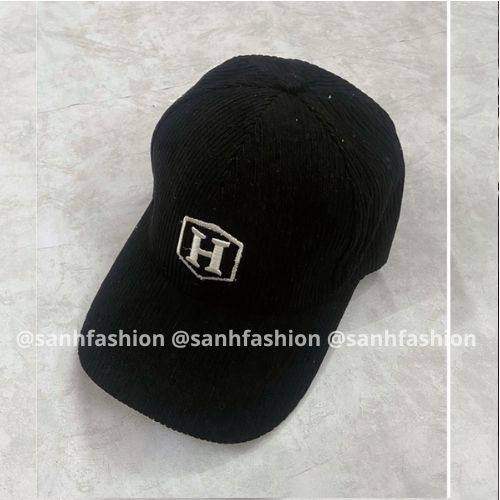 Mũ lưỡi trai thêu hình chữ H Nón kết chất nhung tăm cao cấp thời trang form unisex nam nữ_sanhfashion
