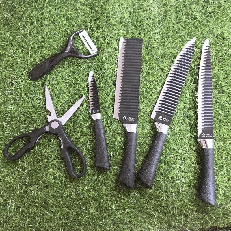 Bộ dao Nhật lượn sóng - Bộ dao Nhật 6 món cao cấp công nghệ Nhật Asakh