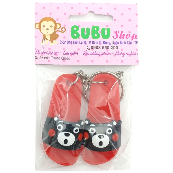 Móc Khóa Đôi Dép - Mẫu 25 - Kumamon - Đỏ Đen - Bu Bu