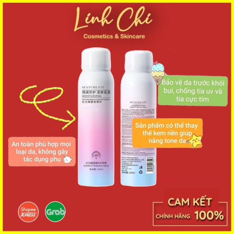 Xịt Chống Nắng Trắng Da Maycreate 150ml SPF35