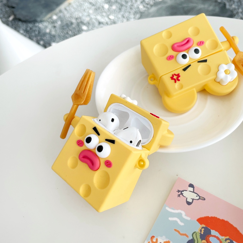 Vỏ Bảo Vệ Hộp Sạc Tai Nghe AirPods3 Gen AirPods3 2021 3 Hình Phô Mai Vàng Dễ Thương Ốp