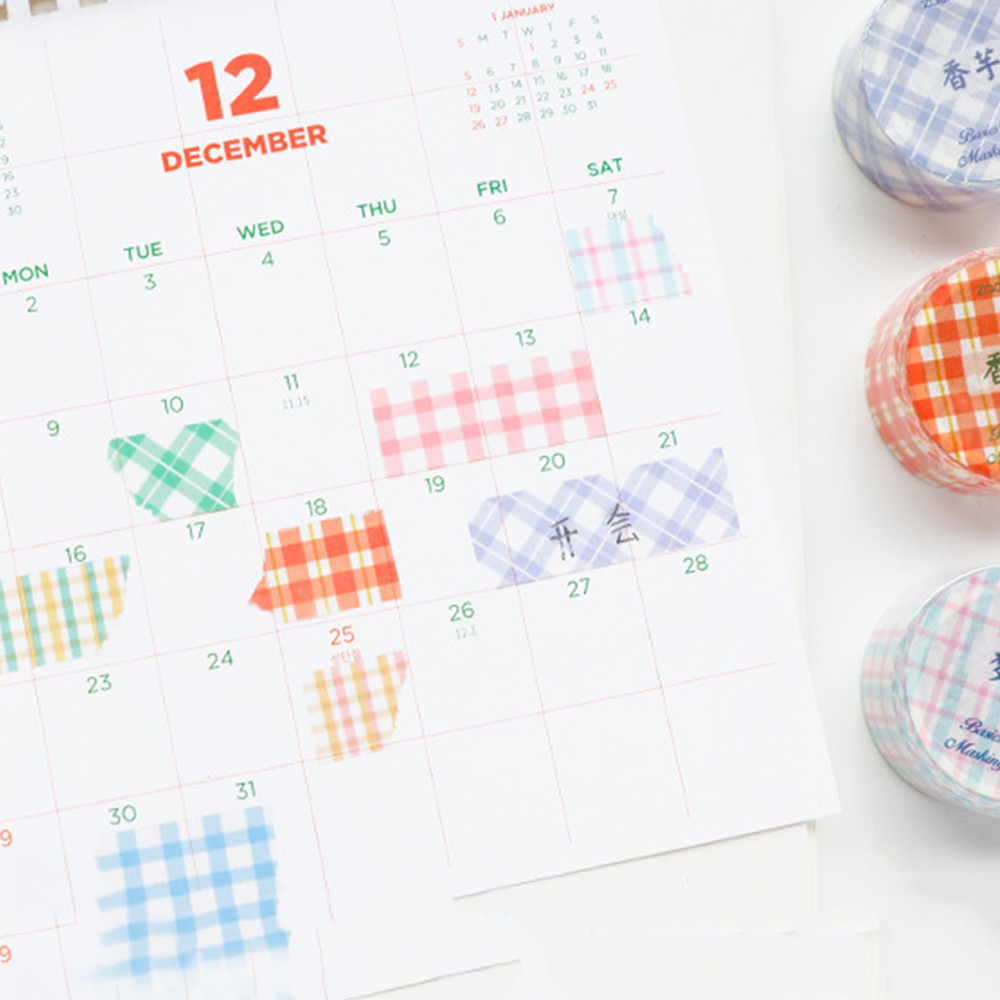 Cuộn băng dán trang trí sổ sách in họa tiết lưới cổ điển đơn giản DIY