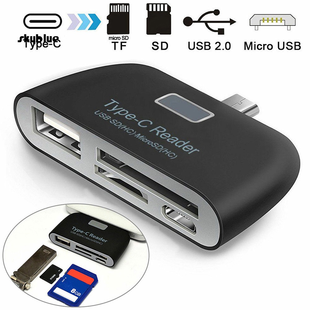 Đầu đọc thẻ nhớ đầu Type C sang cổng USB 3.0 OTG SD/TF Micro SD