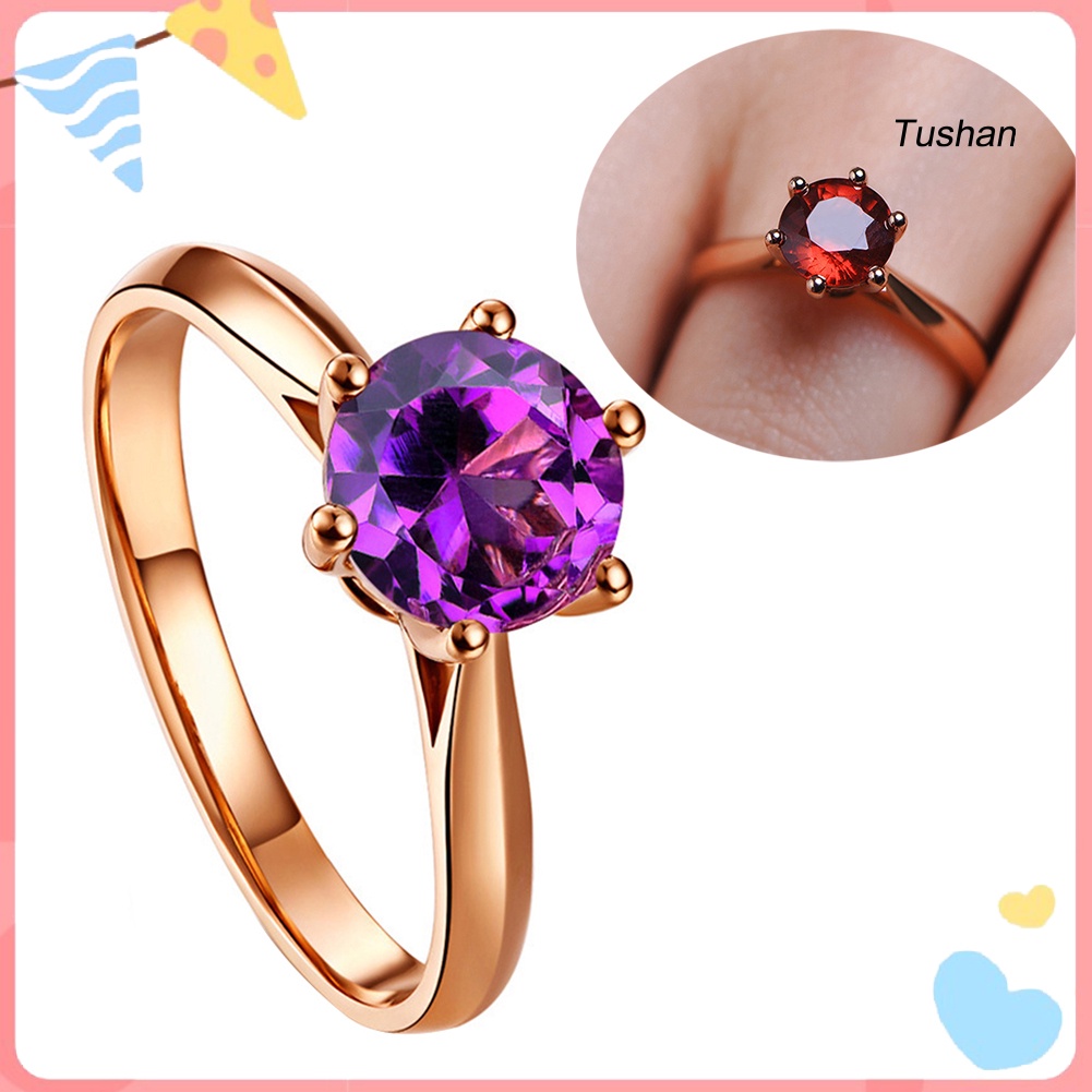 Nhẫn Đính Hôn Đính Đá Ruby Giả Cho Nữ