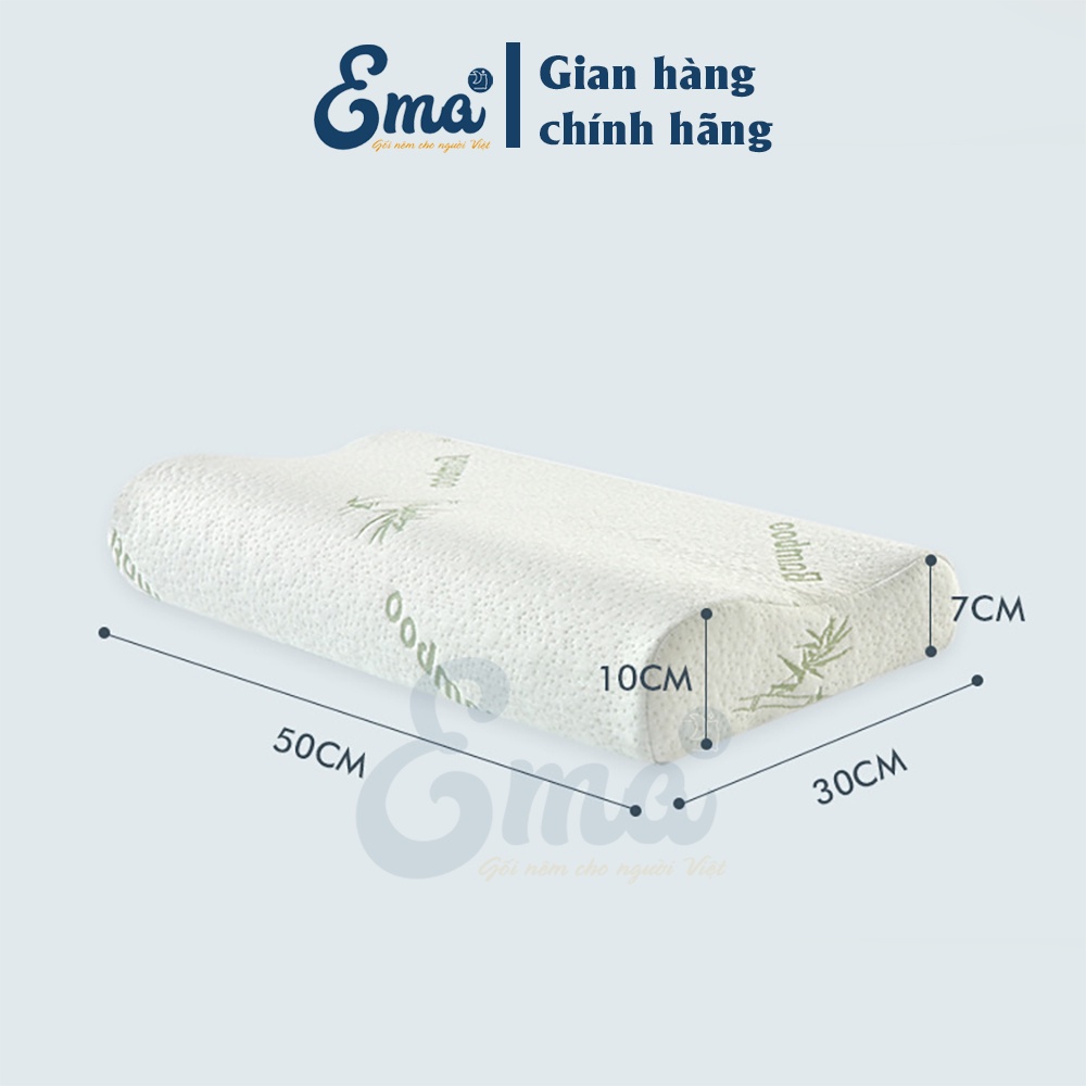 Gối đầu cao su non vỏ sợi tre kháng khuẩn cao cấp cho người lớn EMA - Phong cách Nhật Bản