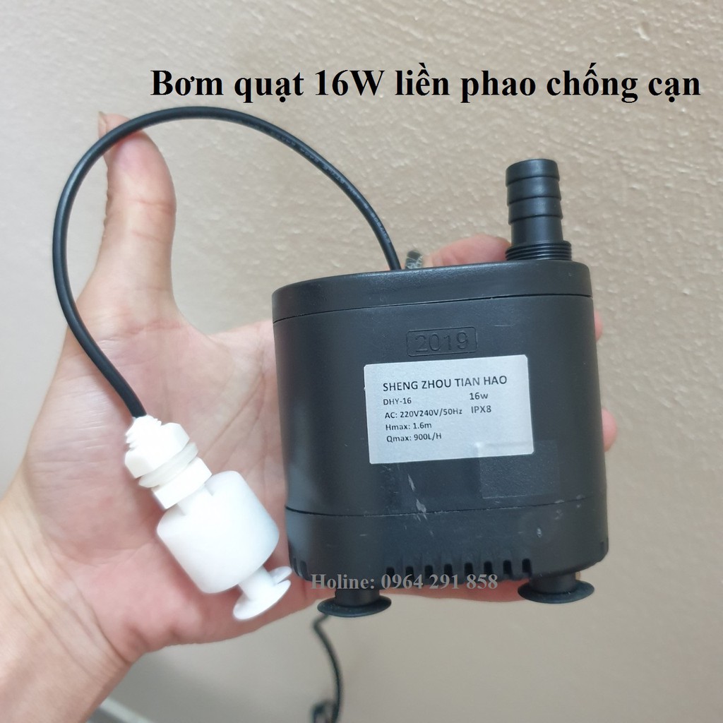 Bơm nước quạt điều hòa, quạt hơi nước 16w liền phao chống cạn 16HD-P