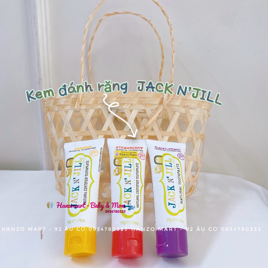 Kem đánh răng cho bé hữu cơ Jack N' Jill Úc Organic chính hãng, cho bé trên 6 tháng, có thể nuốt