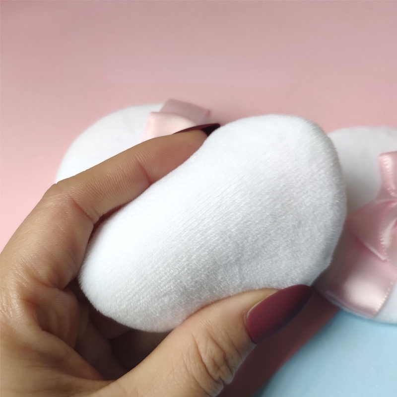 Bông Phấn Trang Điểm Hình Tròn Bằng Nhung Phối Nơ