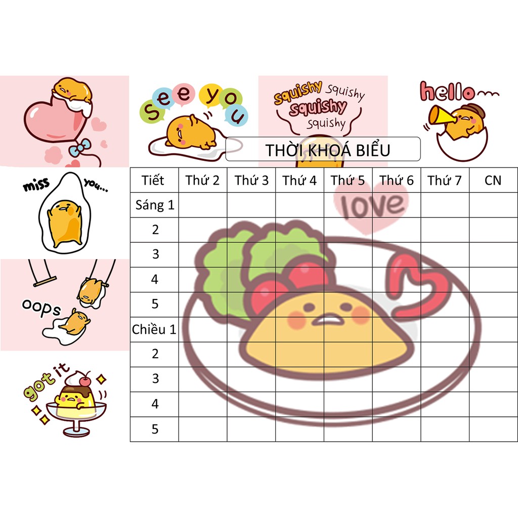 Thời Khoá Biểu trứng lười gudetama TKB41 khổ A5
