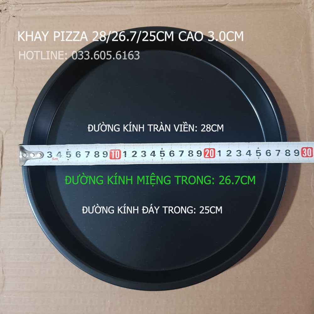 Khuôn Pizza Chống Dính kích thước tràn viền 23.5cm - 25cm - 28cm <Khách đặt hàng nhớ xem kích thước mô tả trên ảnh nha>