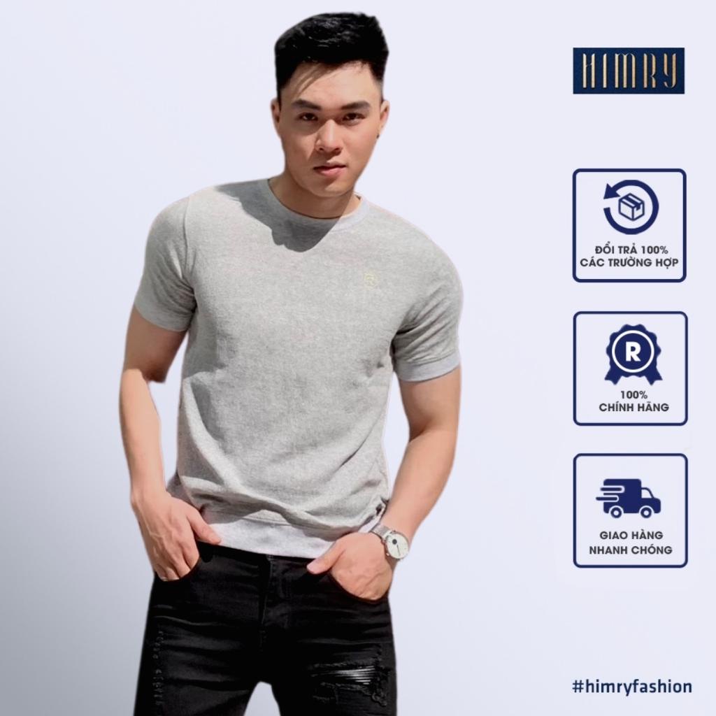 Áo thun nam cổ tròn HIMRY, áo thun tay ngắn, chất cotton cao cấp co giãn thấm hút tốt
