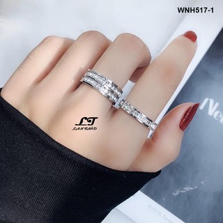 Nhẫn nữ titan 2 hàng đá vuông WNH517-1 Không đen không gỉ sét