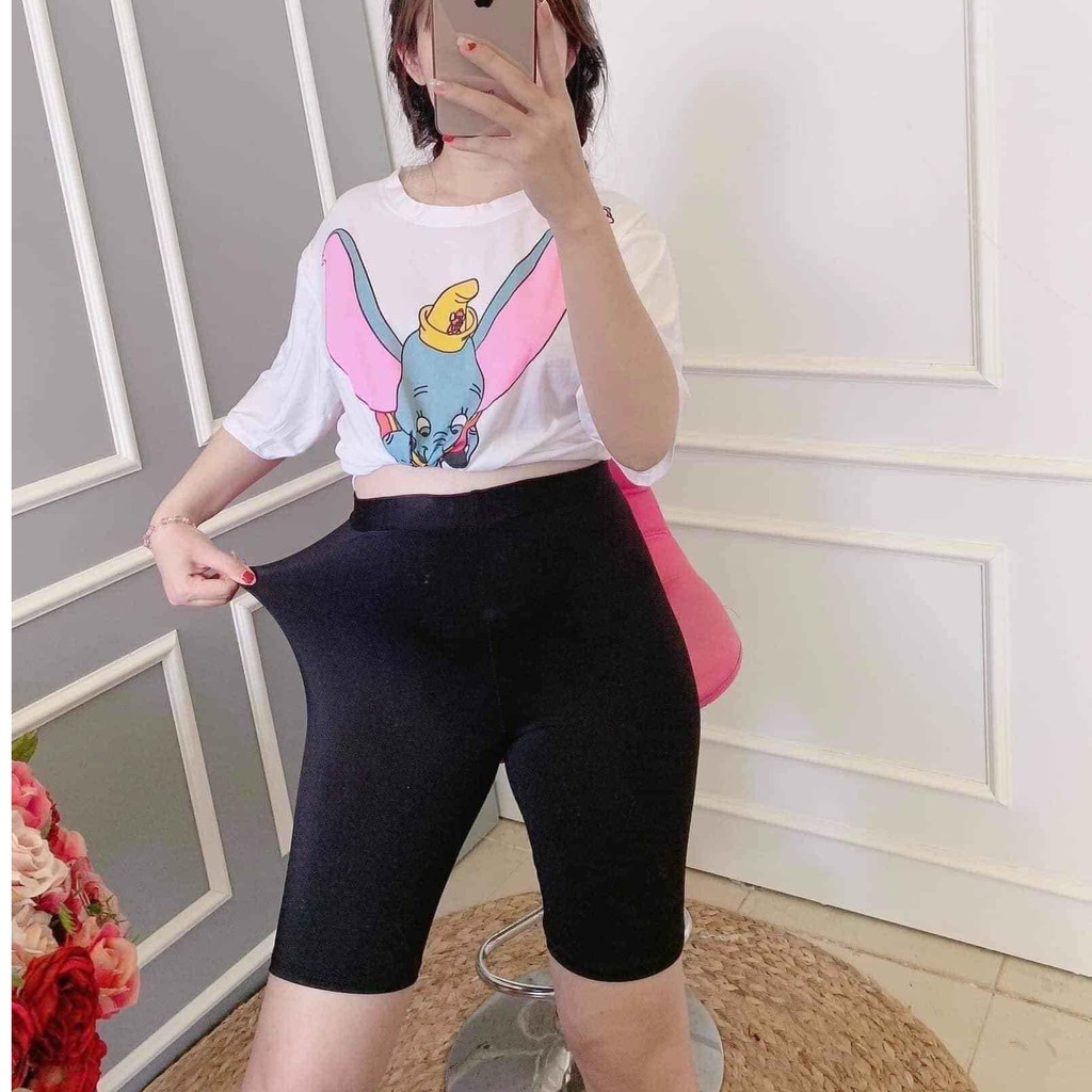 [Mã FAMAYWA giảm 10K đơn 50K] Quần legging đùi co giãn / Quần legging Biker nâng mông ôm tập gym phối áo thun Q31 | BigBuy360 - bigbuy360.vn