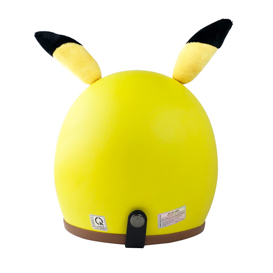 Mũ bảo hiểm 3/4 tem Pikachu vàng kèm tai siêu dễ thương