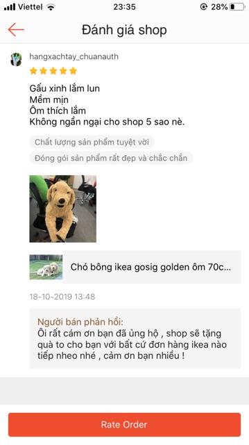 CHÓ GOLD BÔNG IKEA  70cm