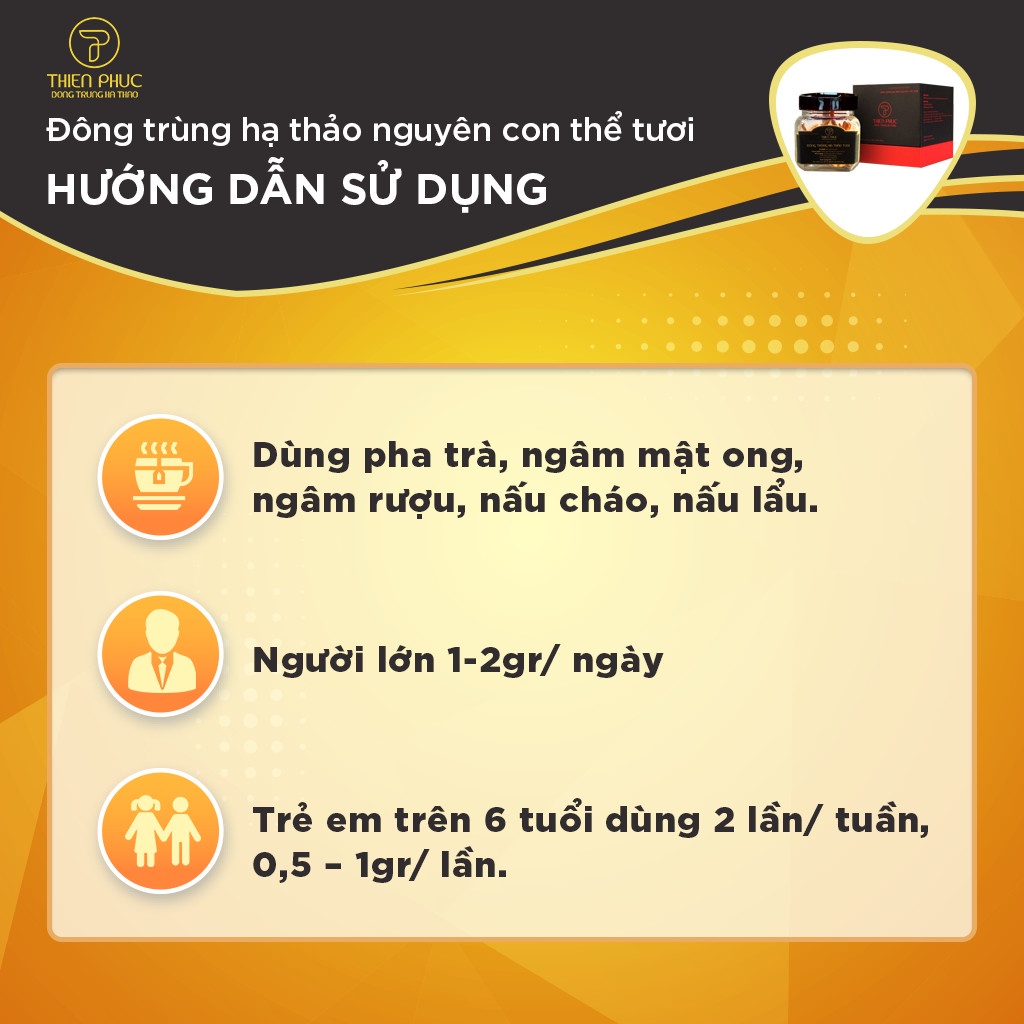 Đông trùng hạ thảo Thiên Phúc nguyên con thể tươi lọ 100gr