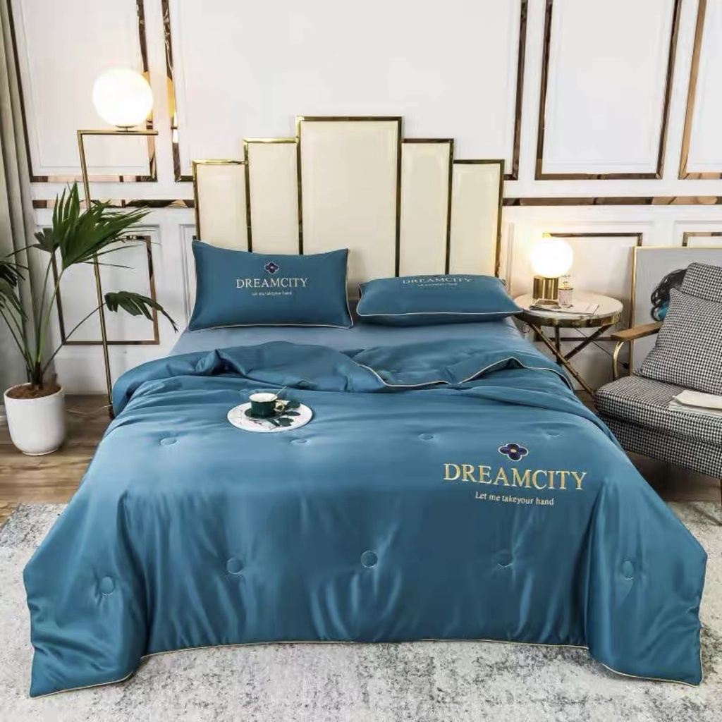 Set Chăn ga LỤA THÁI CHĂN HÈ, Phi Lụa, Hàng Nhập Khẩu 4 Món Siêu Đẹp Mát Lạnh - Trùm Sỉ Adu79