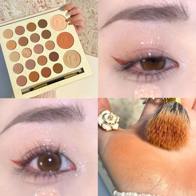 Bảng phấn mắt + má 23 ô Ershiqi kèm cọ tán