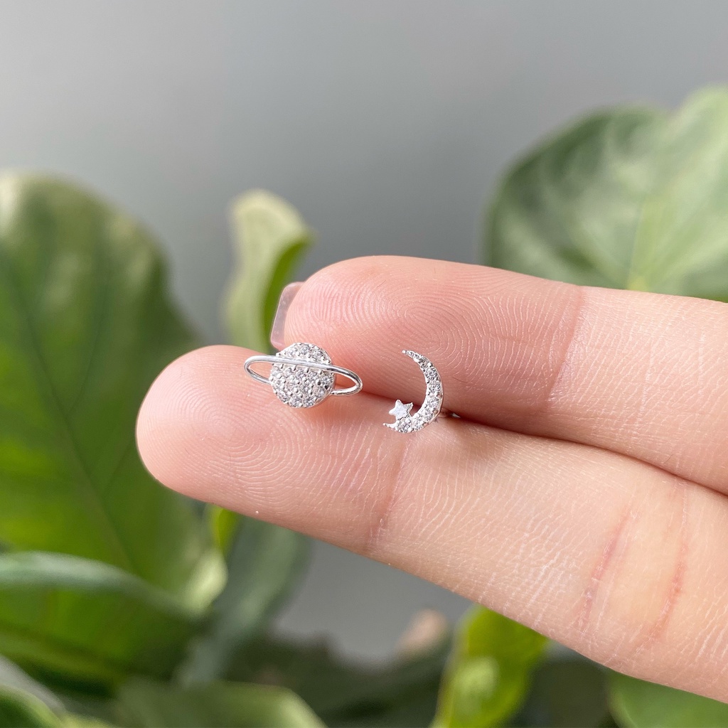 Khuyên tai nữ bạc 925 vũ trụ xinh xắn Dế Bạc - K5937-2