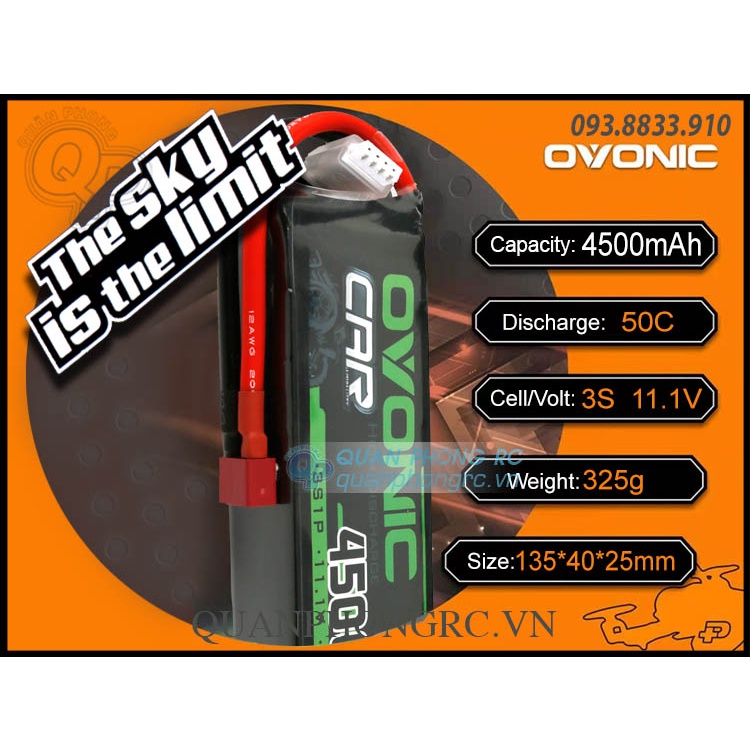 Ovonic 4500mAh 3S 50C 11.1V LiPo Battery T/XT60 Plug